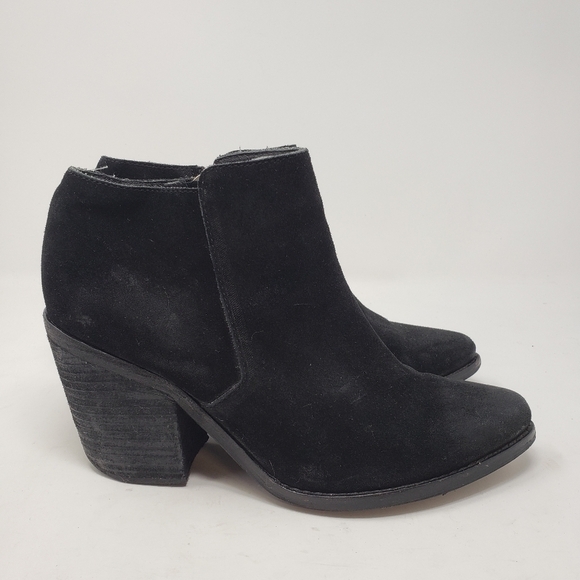 SOL SANA Black Suede Stacked Heel Ankle Boots size 40 - Picture 3 of 10